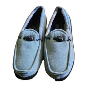 Men's Gold Toe Slippers Size 10D Blue Plaid Trim Hard Sole NEW